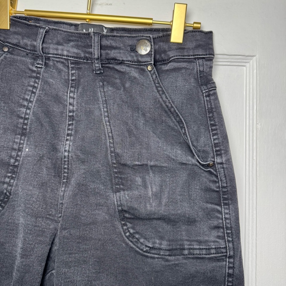 Hell Bunny Asymmetrical Button Cut Off Denim Shorts Black Size Small Size 28 - Picture 2 of 12